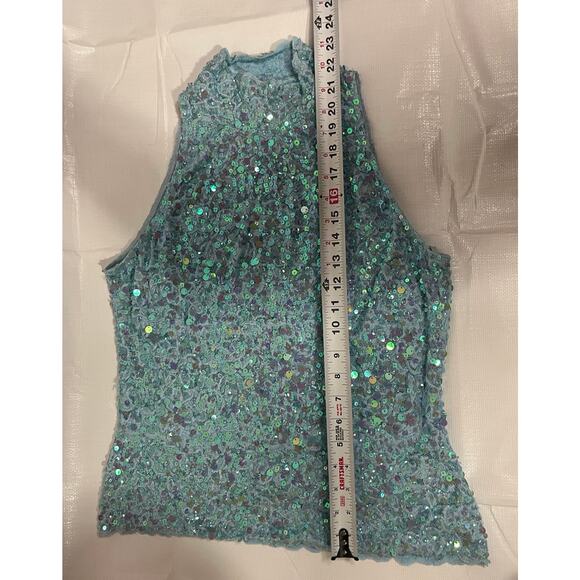 Vintage Cache Blue Sequin Beaded Tank Y2K Party Top #party #y2k #2000’s #beaded - Picture 3 of 5